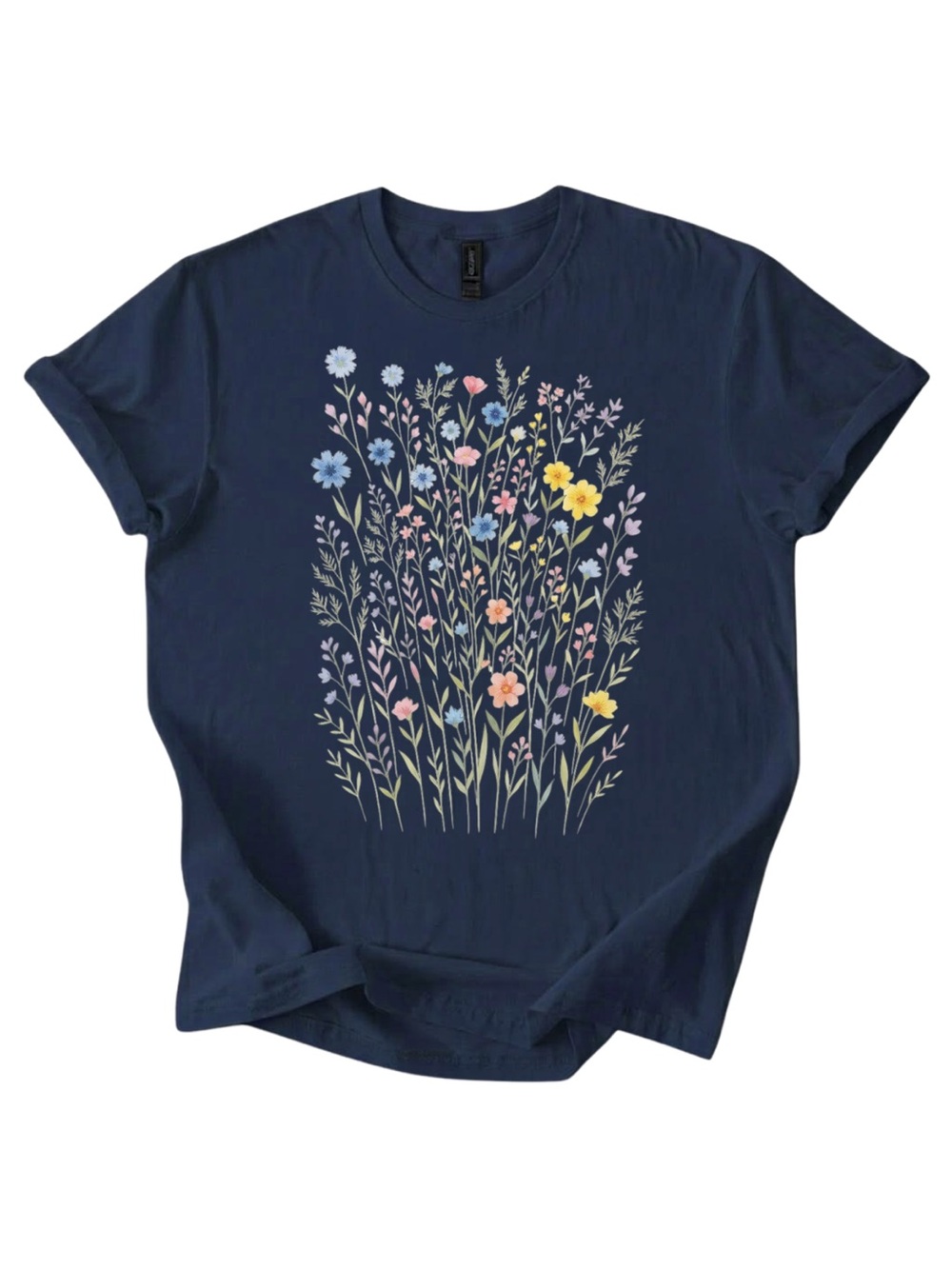 Gildan Navy Floral Graphic Tee